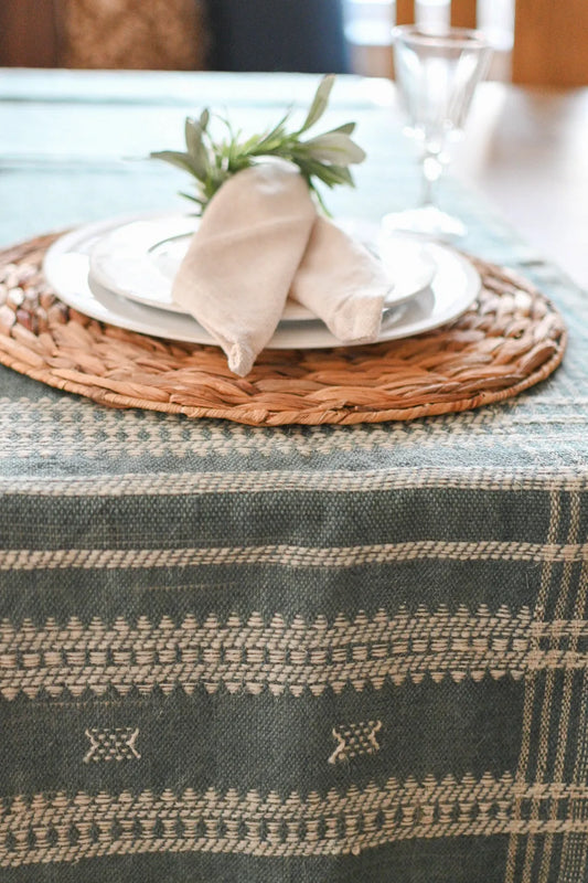 Bhujodi Table Runner - Blue Gray - Maple Village Lane