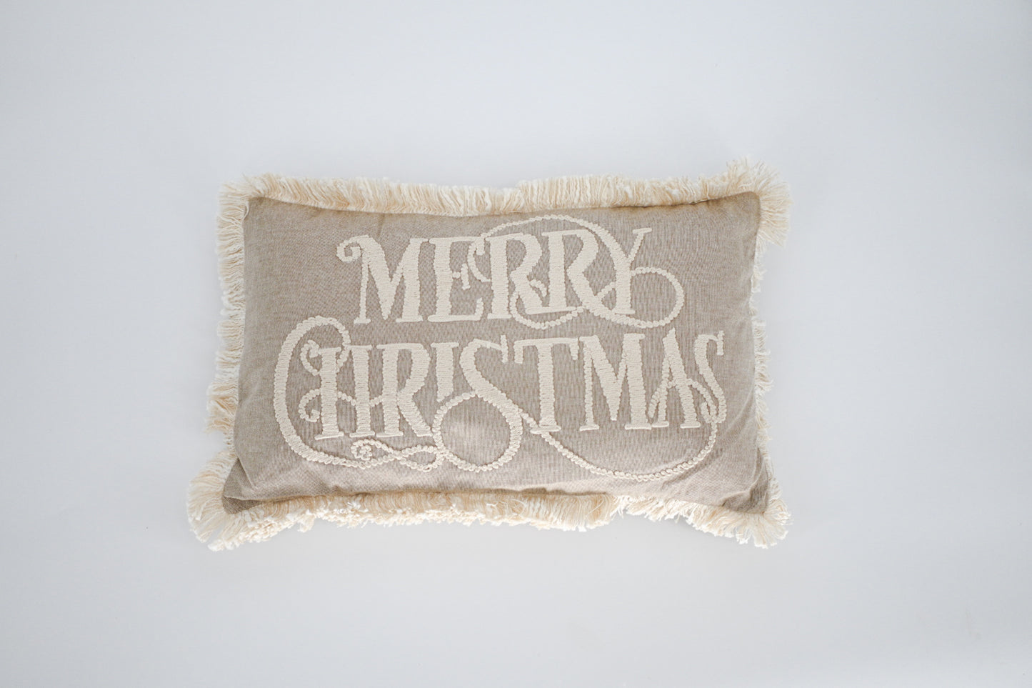 Neutral Merry Christmas Pillow - Maple Village Lane