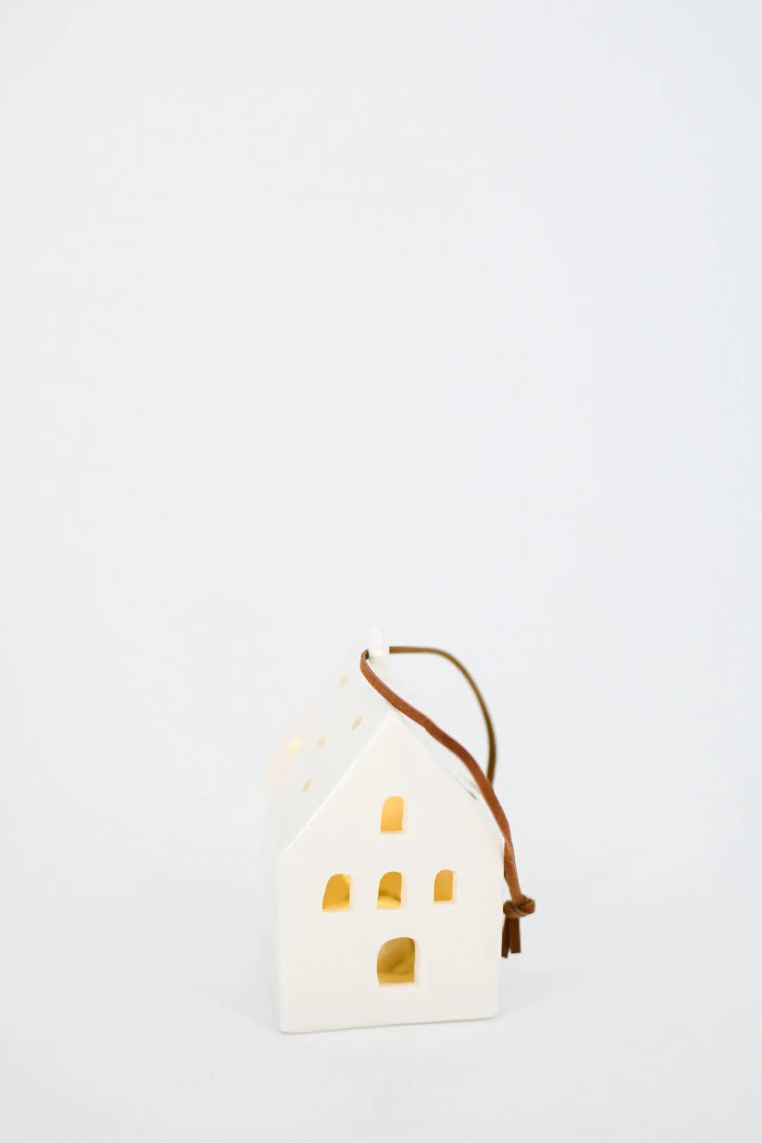 White Ceramic LED House Ornament, 4 Styles - Maple Village Lane