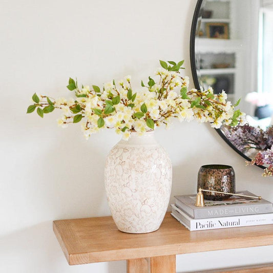 Faux White Blossom Stem