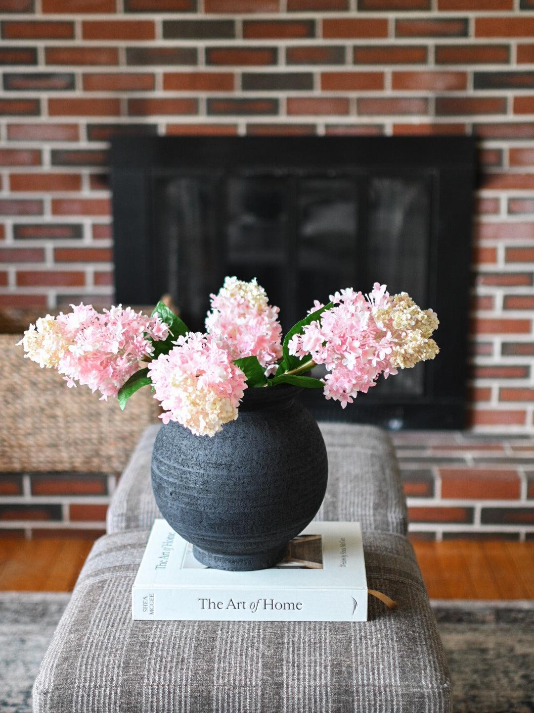 Faux Pink Hydrangea Stem - Maple Village Lane