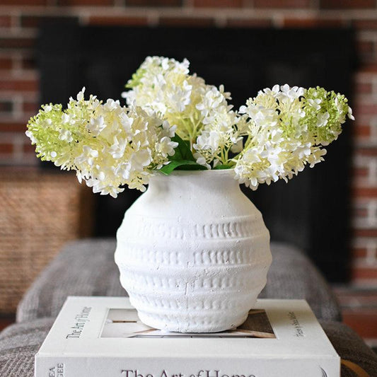 Faux White and Green Hydrangea Stem