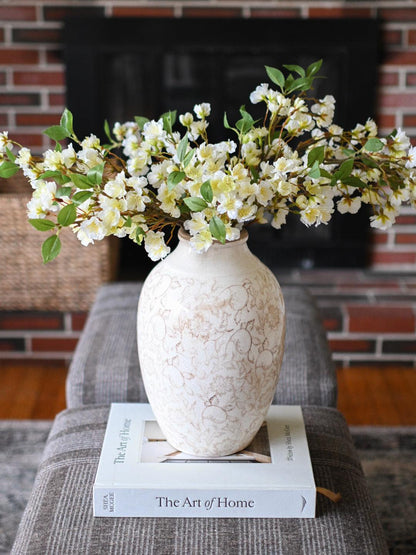 Faux White Blossom Stem - Maple Village Lane