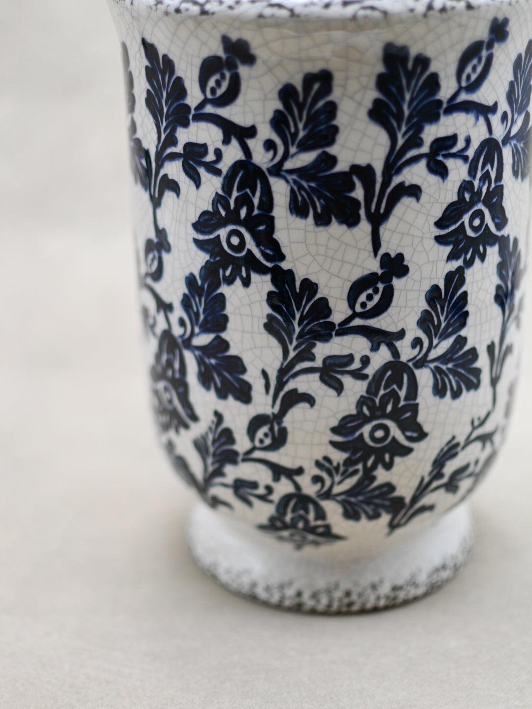 Blue Floral Ceramic Vase - Maple Village Lane