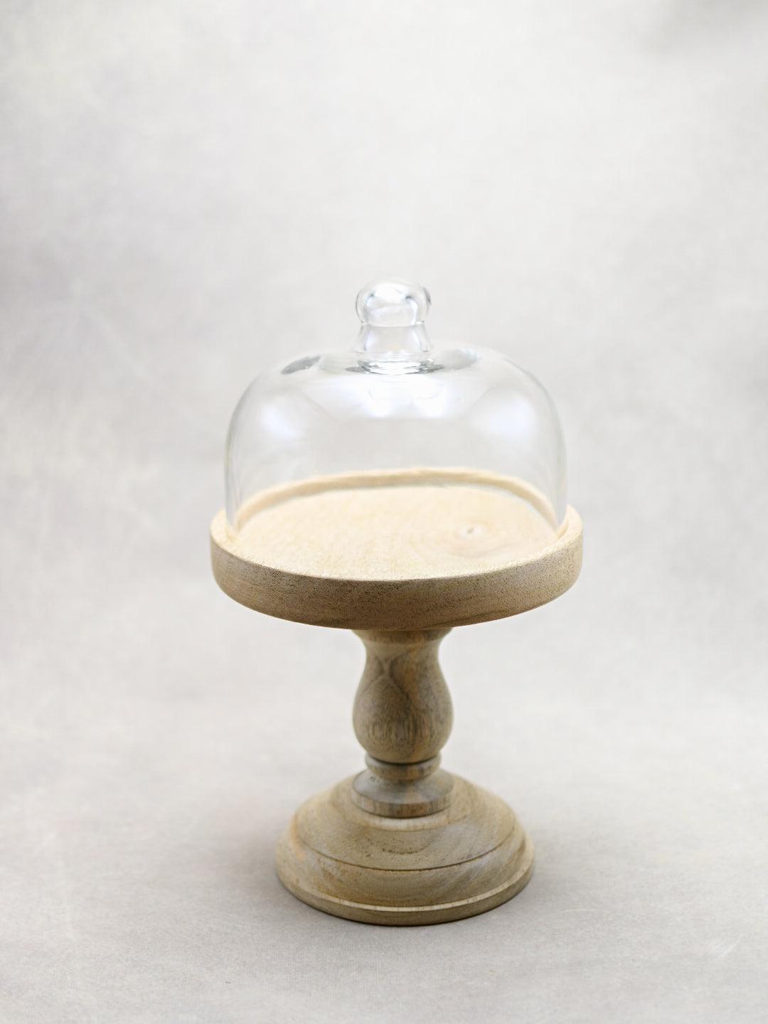 Glass Cloche with Wooden Base - Maple Village Lane