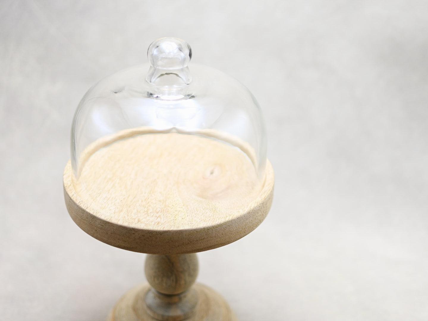 Glass Cloche with Wooden Base - Maple Village Lane