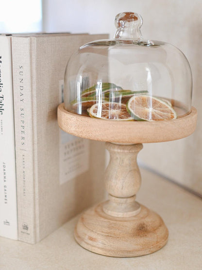 Glass Cloche with Wooden Base - Maple Village Lane