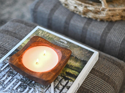 Vanilla Jasmine Wooden Dough Bowl Candle - Maple Village Lane