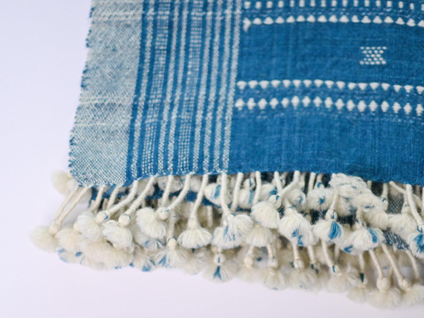 Handwoven Vintage Bhujodi Bed Throw - Blue - 40 x 90 - Maple Village Lane