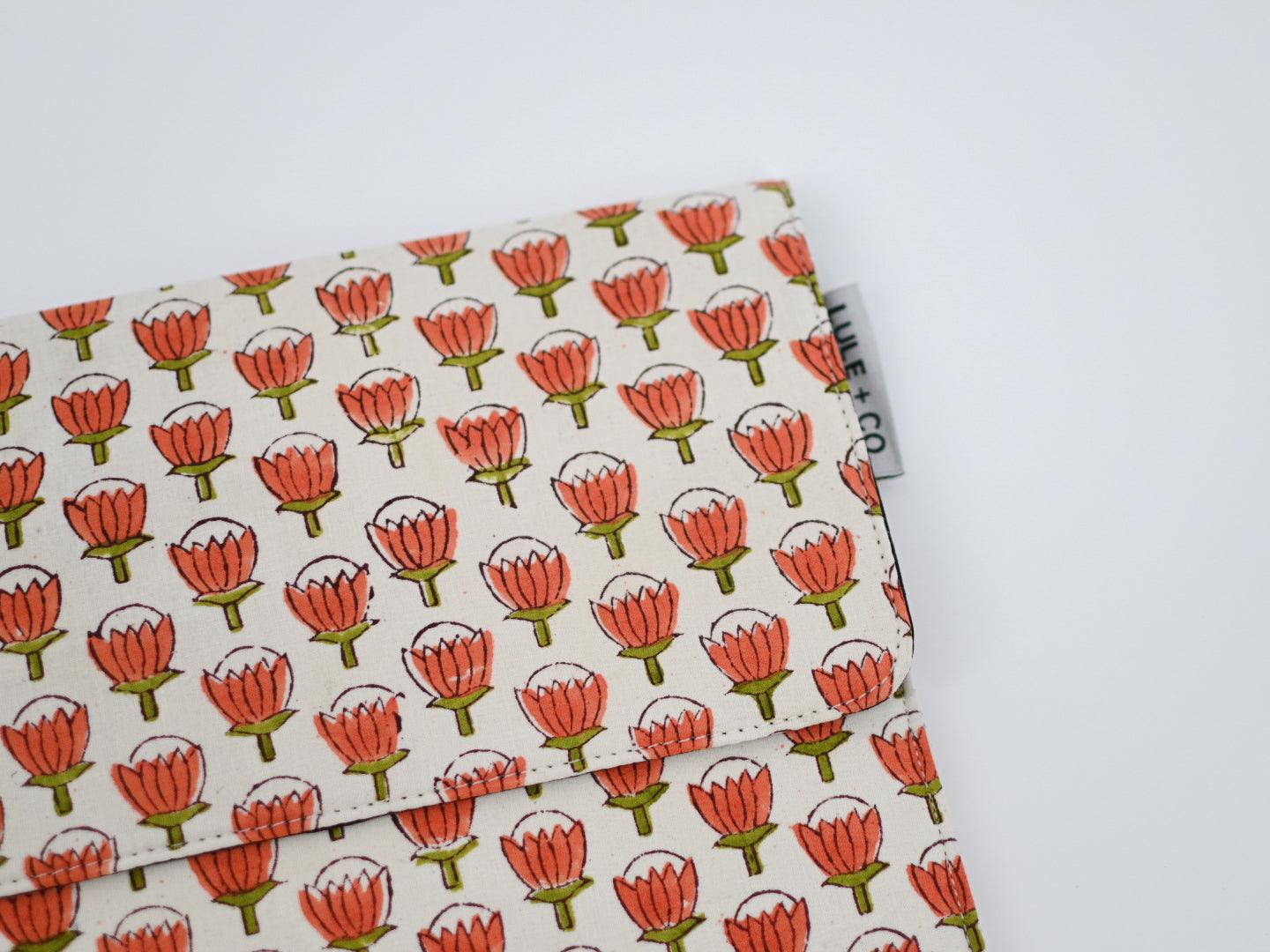 Tangerine Block Print iPad Tablet Sleeve - Maple Village Lane