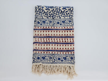 Amelia Block Print Throw Blanket - Maple Village Lane