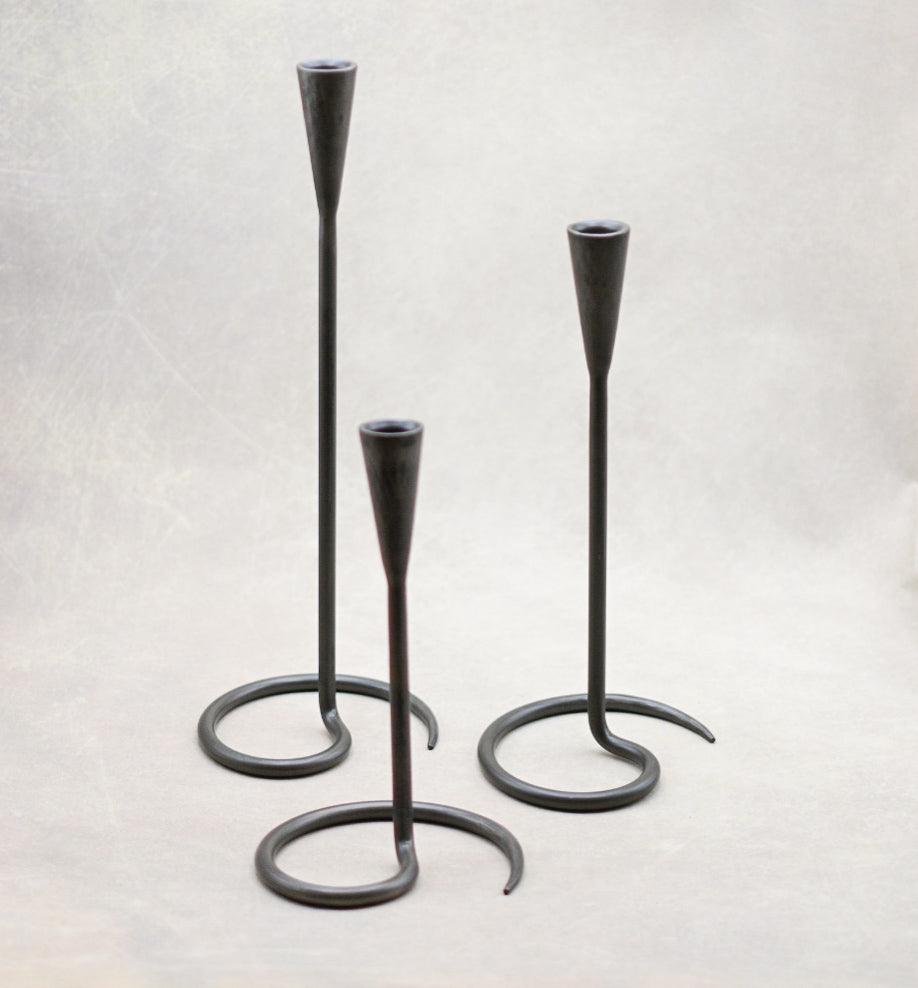 Modern Twisted Metal Candleholders - Set of 3 - Maple Village Lane