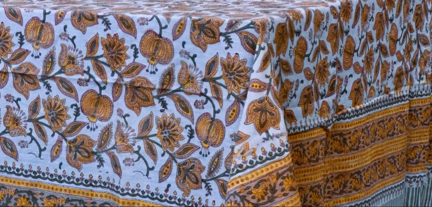 Faith Floral Block Print Tablecloth

