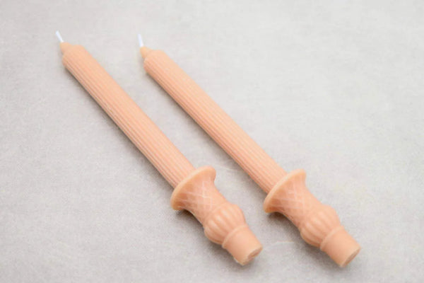 Unscented Pleated Taper Candles (Set of 2)