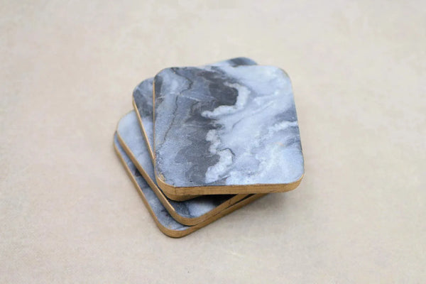 Marble Coasters with Gold Edge, Set of 4
