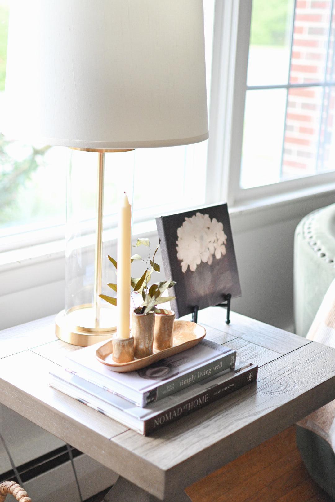 Vases & Candle Holder on Tray - Maple Village Lane