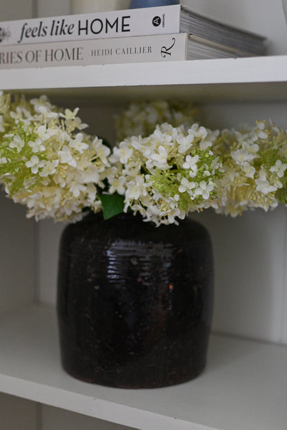 Faux White and Green Hydrangea Stem