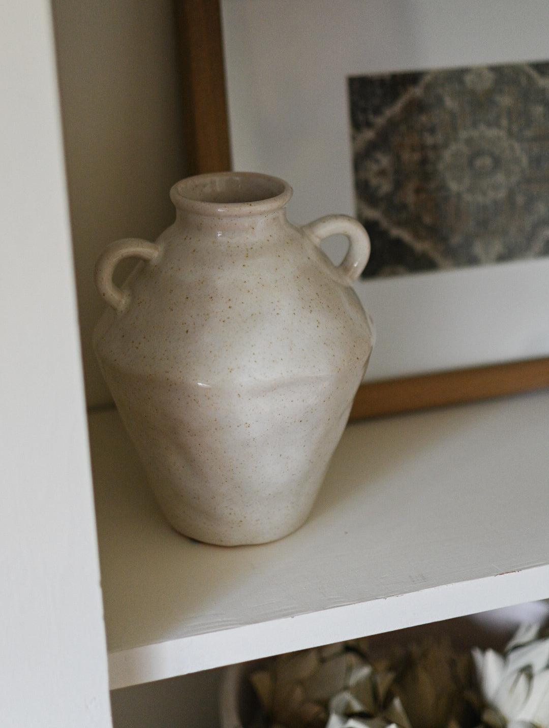 Neutral Handle Vase - Maple Village Lane