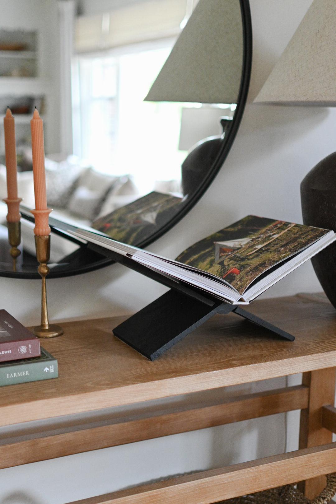 Black Wooden Book Holder - Maple Village Lane