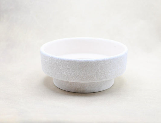 White Textured Pedestal Bowl - Maple Village Lane