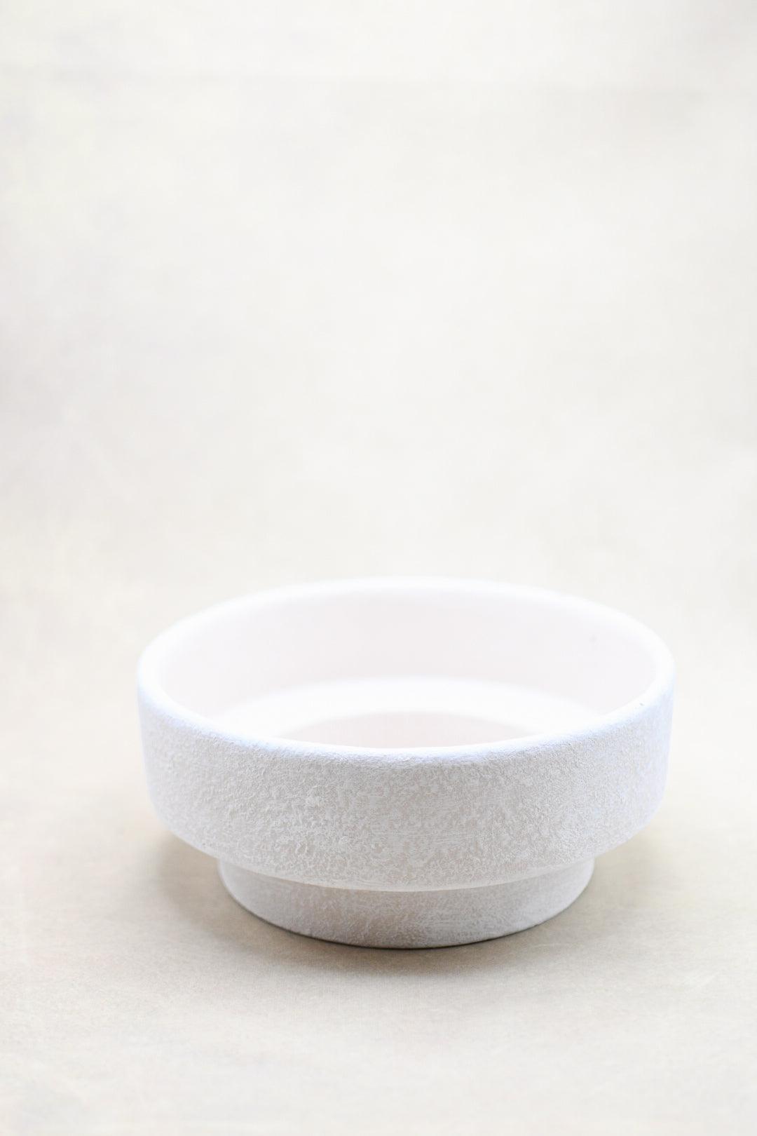 White Textured Pedestal Bowl - Maple Village Lane