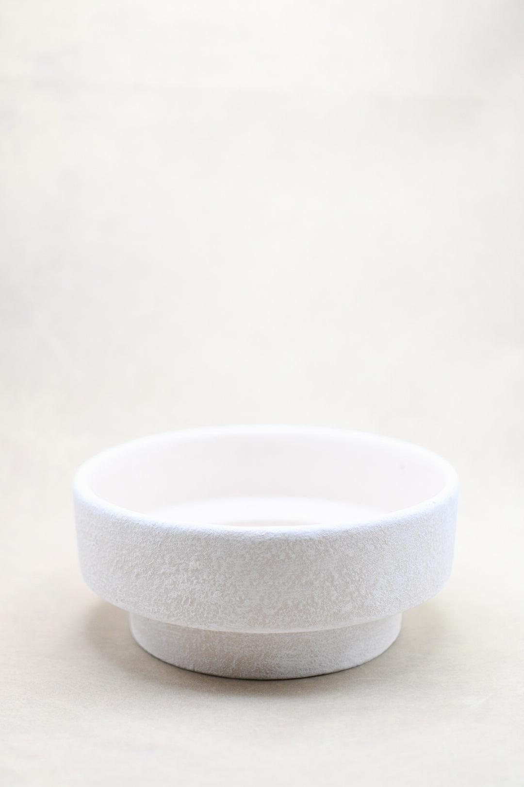 White Textured Pedestal Bowl - Maple Village Lane