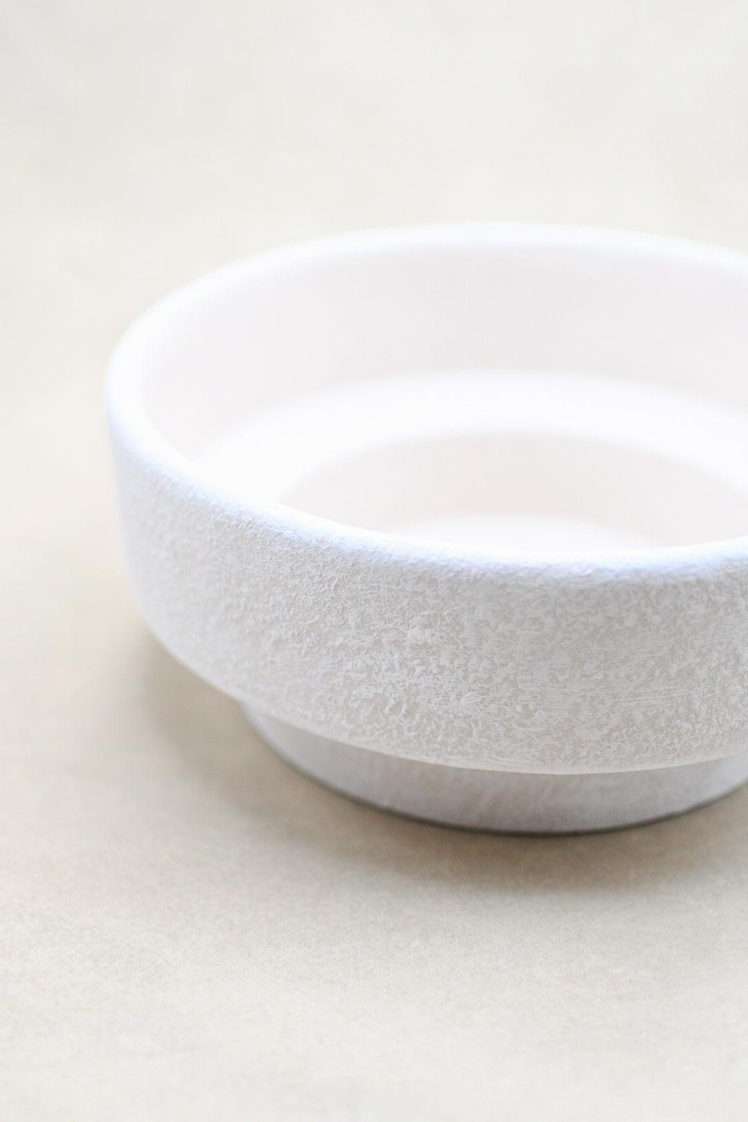 White Textured Pedestal Bowl - Maple Village Lane