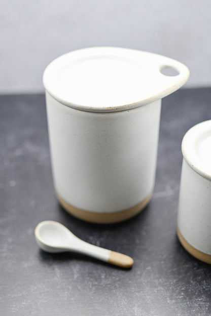 White Canister Set with Spoons