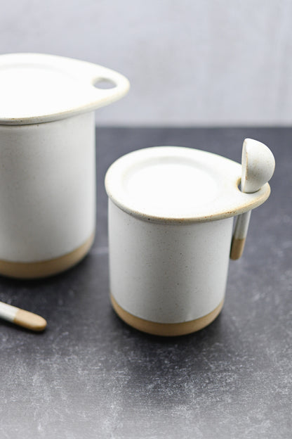 White Canister Set with Spoons