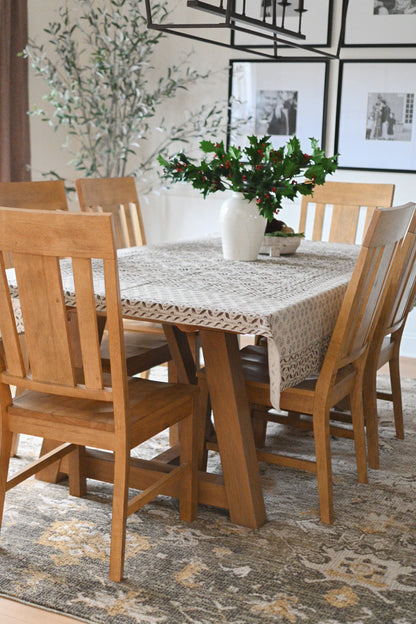 Amelia Floral Block Print Tablecloth - Maple Village Lane