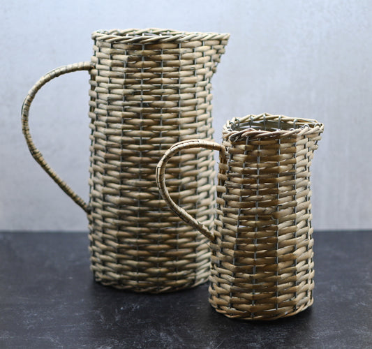 Vintage Style Wicker Pitcher Vase