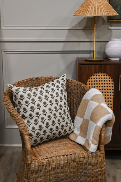 Azure Block Print Pillow Cover