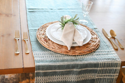 Bhujodi Table Runner - Blue Gray