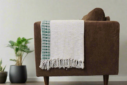 Ellie Block Print Neutral Throw Blanket - Maple Village Lane