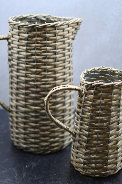 Vintage Style Wicker Pitcher Vase