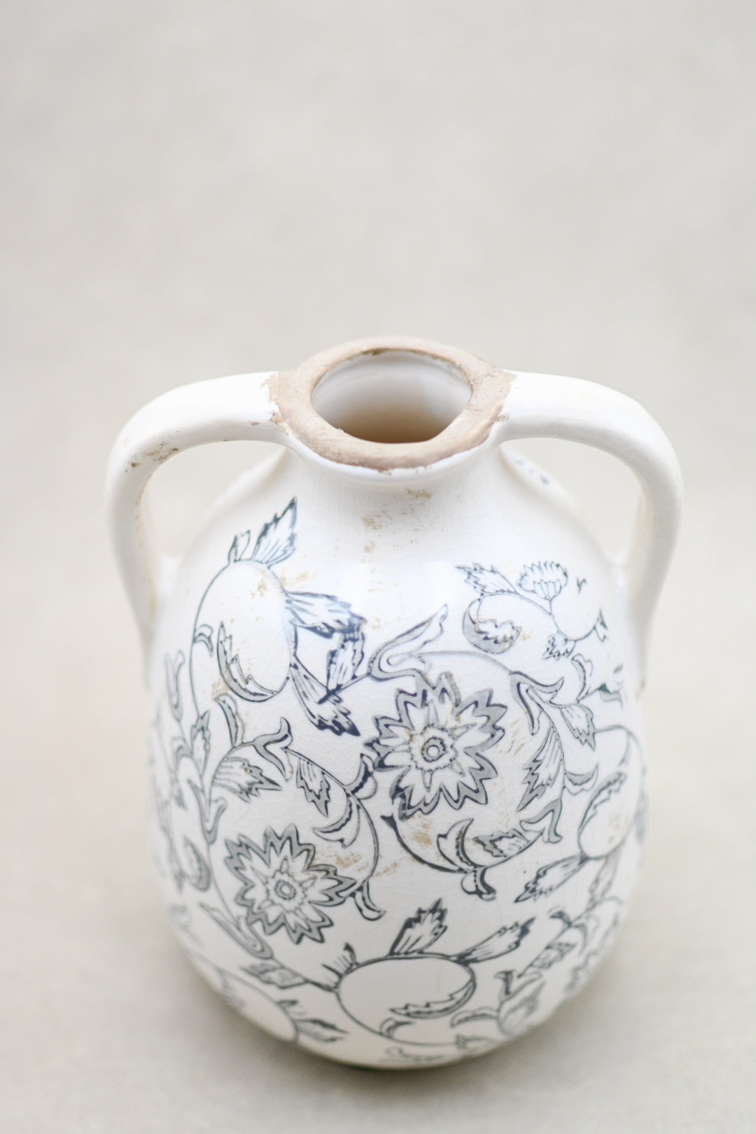 Heirloom Floral Handle Vase