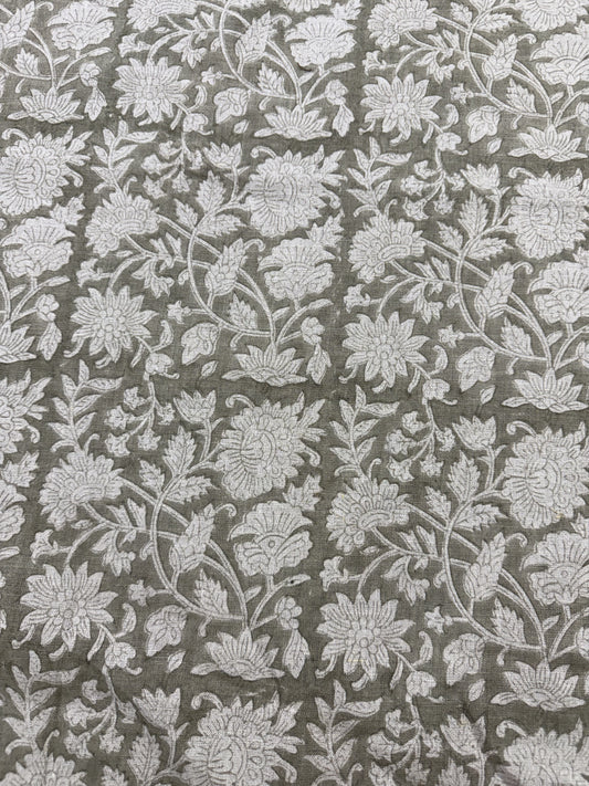 Hand Block Printed Linen Fabric