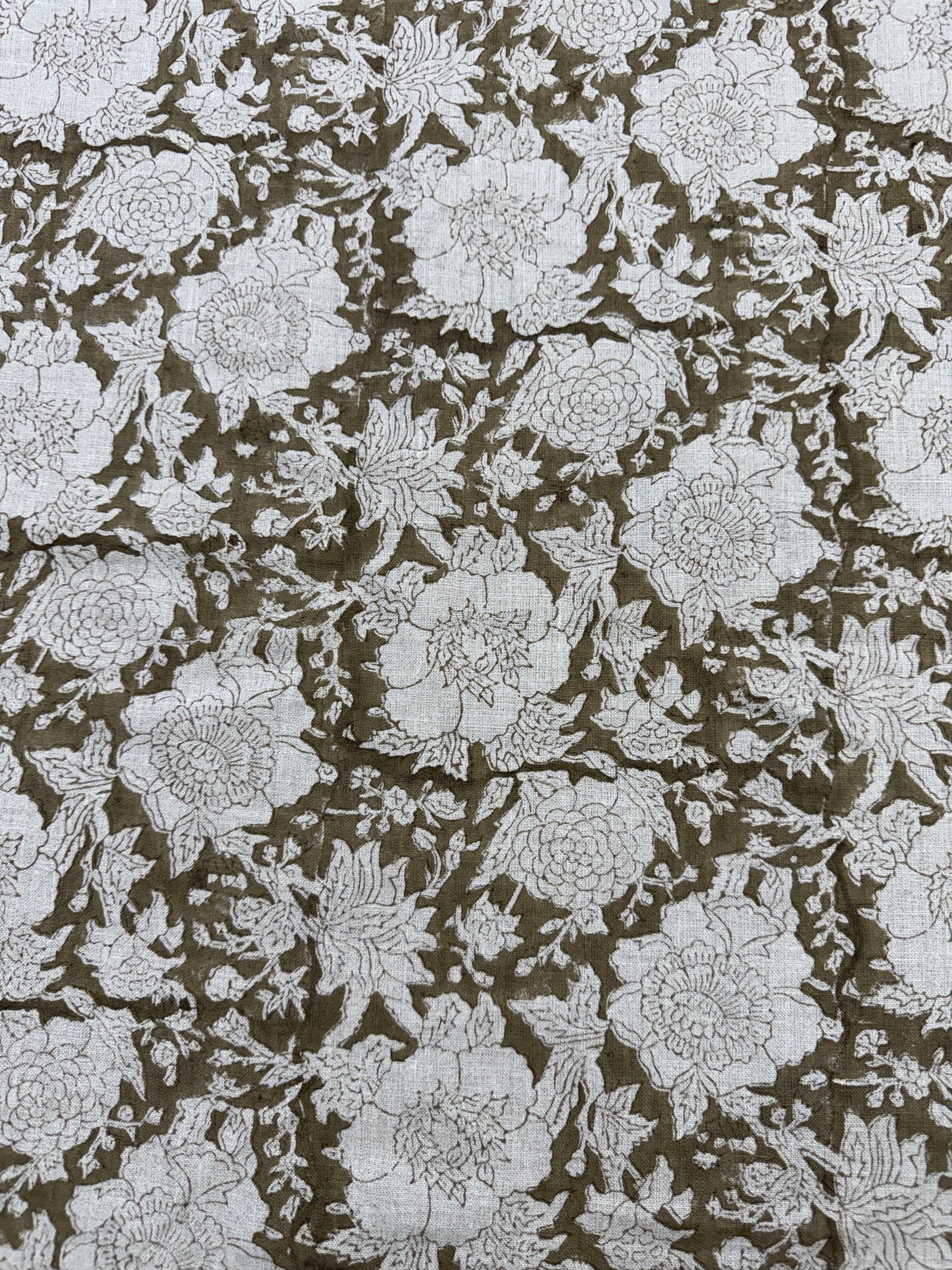 Handcrafted Floral Block Print Linen