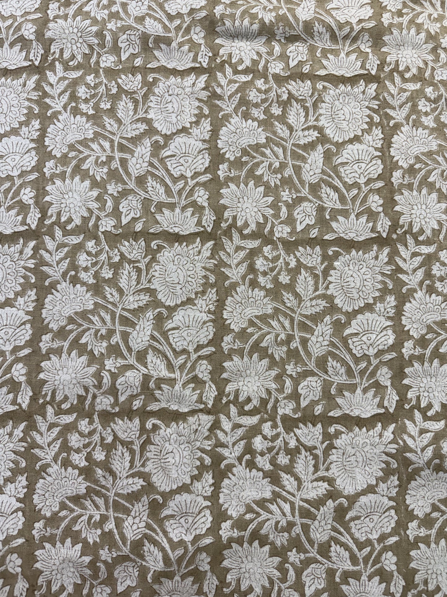 Handloom Linen Textile with Floral Print