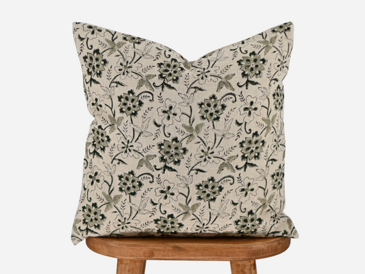 Holly Block Print Pillow Cover