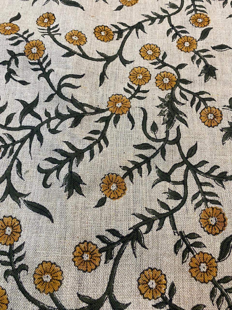 Hand Block Printed Linen Fabric , Home Decor Best Linen Fabric for decor, pillows ,upholstery, curtain - Maple Village Lane