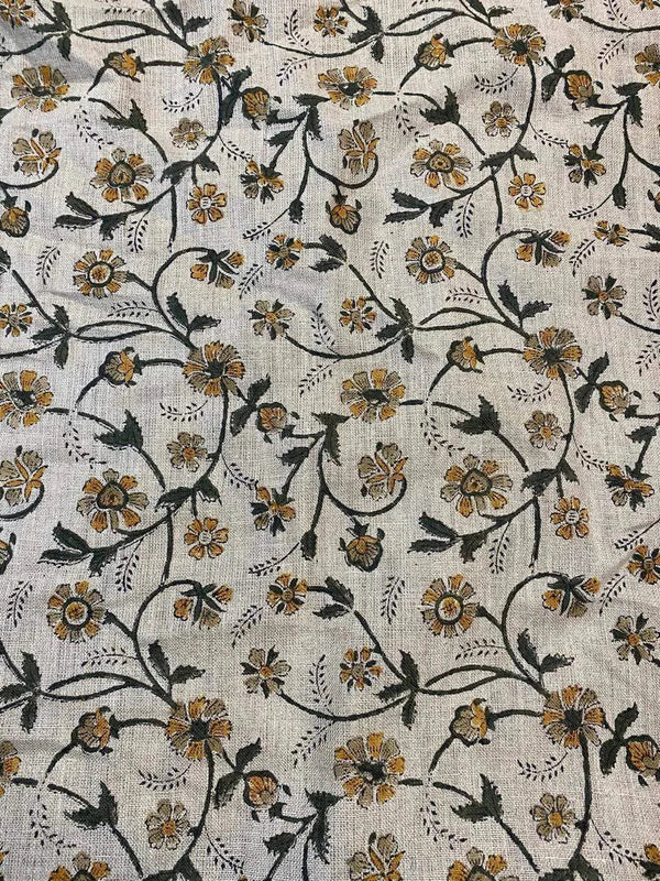 Liam Hand Block Printed Linen Fabric