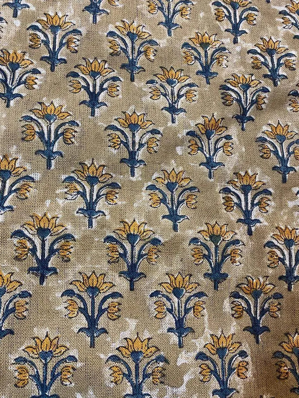 Jess Hand Block Printed Linen Fabric
