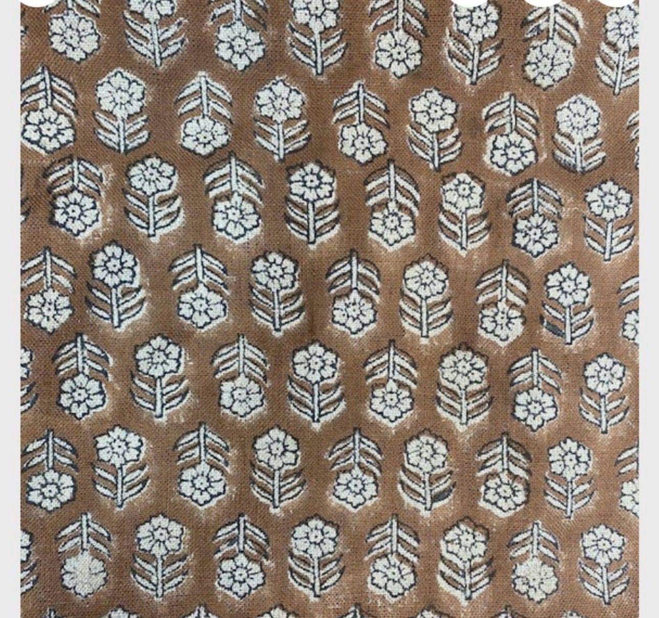 Hand Block Printed Linen Fabric , Home Decor Best Linen Fabric for decor, pillows ,upholstery, curtain 3 - Maple Village Lane