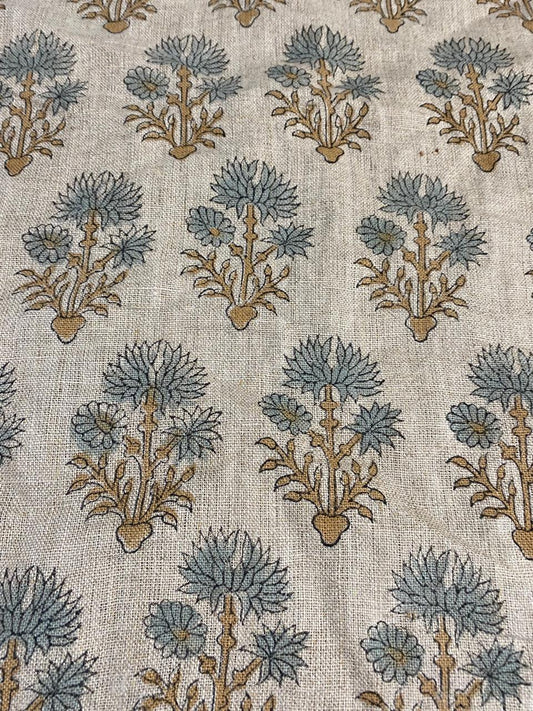 Hand Block Printed Linen Fabric , Home Decor Best Linen Fabric for decor, pillows ,upholstery, curtain 4 - Maple Village Lane