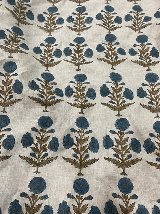 Hand Block Printed Linen Fabric , Home Decor Best Linen Fabric for decor, pillows ,upholstery, curtain 4 - Maple Village Lane