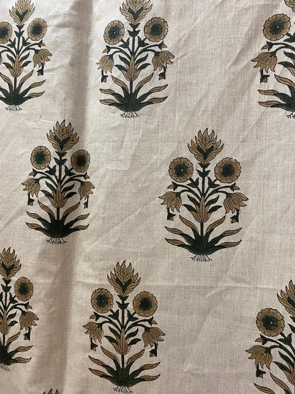 Hand Block Printed Linen Fabric , Home Decor Best Linen Fabric for decor, pillows ,upholstery, curtain 5 - Maple Village Lane