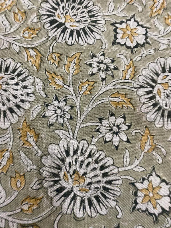 Margaret Hand Block Printed Linen Fabric