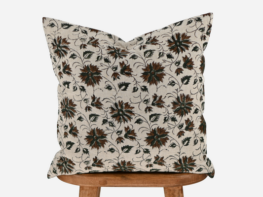 Zinnia Block Print Pillow Cover