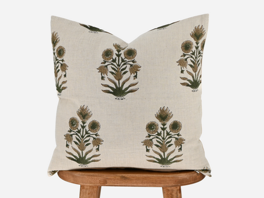 Marigold Block Print Pillow Cover